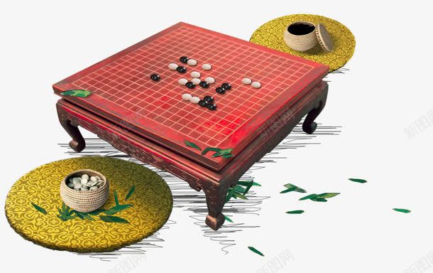 棋桌png免抠素材_新图网 https://ixintu.com 围棋 坐垫 桌子 棋桌 象棋