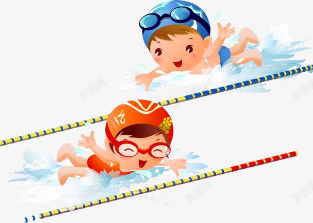 手绘奥运游泳项目png免抠素材_新图网 https://ixintu.com 小女孩 手绘游泳 游泳