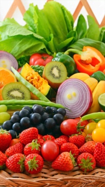 彩色水果蔬菜H5背景摄影图片