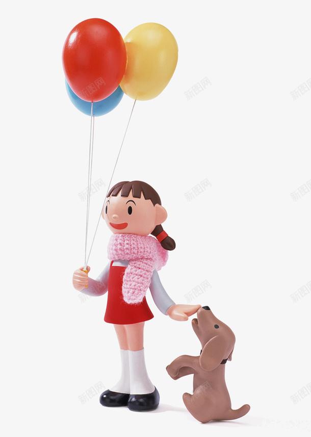 拿着气球牵着小狗的可爱女孩png免抠素材_新图网 https://ixintu.com 可爱 女孩 彩色气球 拿着气球 牵着小狗 狗与人 立体任务