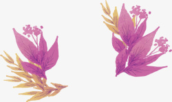 紫色小清新树叶标题框矢量图素材