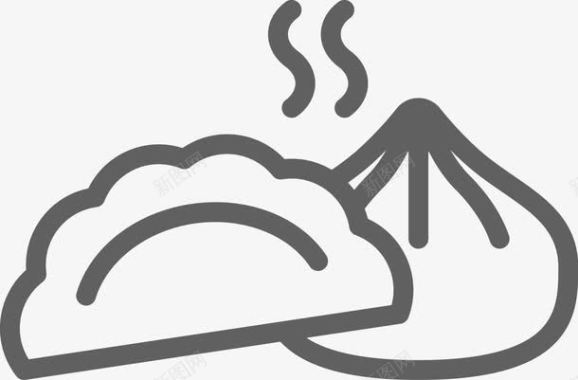 热气腾腾的饺子和包子图标图标