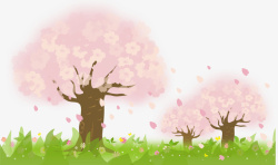 春天粉色茂密大树素材