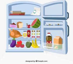 冷藏室卡通打开的冰箱矢量图高清图片