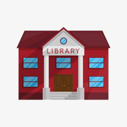 彩绘建筑扁平式校园图书馆建筑高清图片