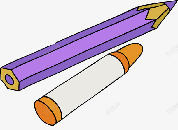 手绘铅笔png免抠素材_新图网 https://ixintu.com 卡通 学习 彩笔 手绘 水彩 画笔 紫色 蜡笔 铅笔