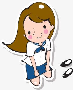 跪地鞠躬的日本女人卡通人物小朋友高清图片
