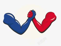 斗牛竞技赛卡通彩色手臂掰腕PK对抗高清图片