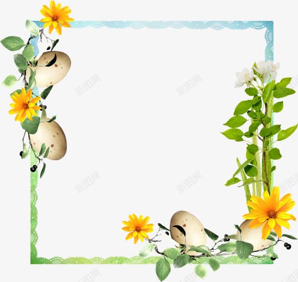 植物花朵边框png免抠素材_新图网 https://ixintu.com 方框 框架 花朵 边框
