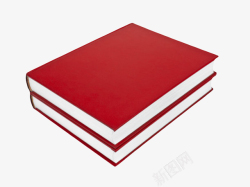 红色封面层叠整齐的书籍实物素材