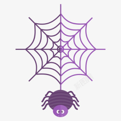 紫色蜘蛛蜘蛛和蜘蛛网手绘图高清图片