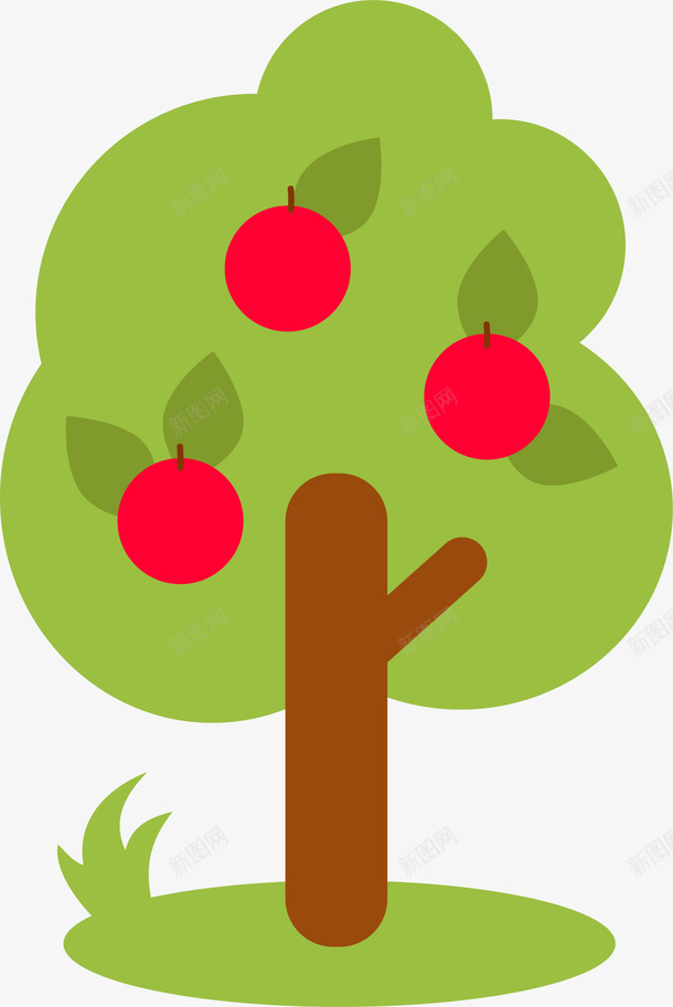 卡通简约苹果树png免抠素材_新图网 https://ixintu.com Q版苹果树 卡通苹果树 果园 果树 树木 植物 装饰图案