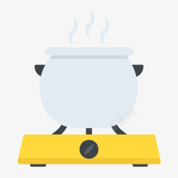 厨房煤气灶设备煤气灶上的砂锅手绘图高清图片