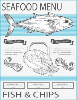 手绘海鲜水产菜单海报