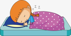 卡通盖被子可爱睡觉的卡通女孩矢量图高清图片