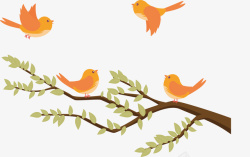 树枝上小鸟春天树枝上的可爱小鸟矢量图高清图片