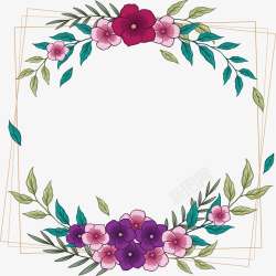 粉紫色花粉紫色婚礼花藤边框矢量图高清图片