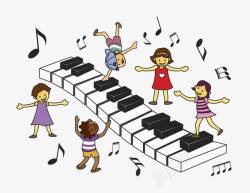 七彩钢琴键盘键盘上的孩子高清图片