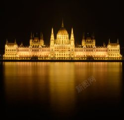 欧式建筑繁华都市夜景透明黄色光效背景