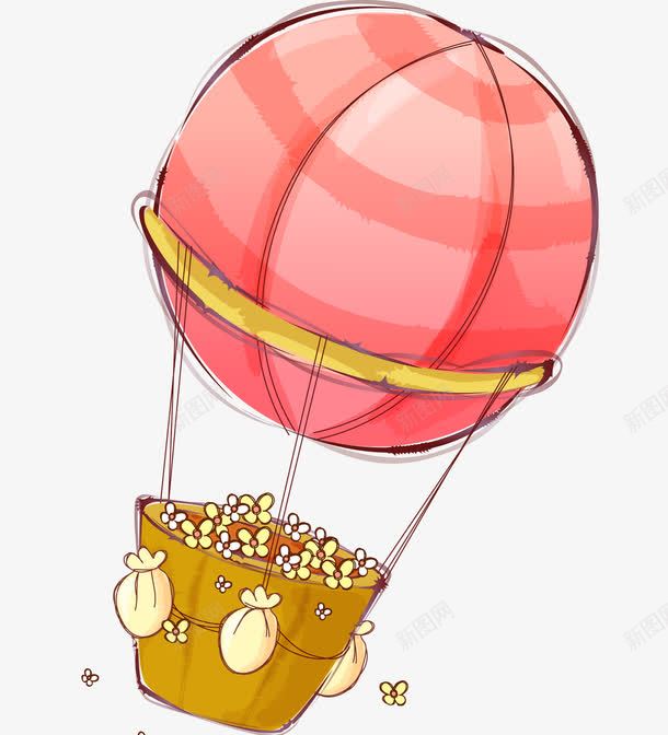 粉色热气球psd免抠素材_新图网 https://ixintu.com 可爱 热气球 爆米花 粉色