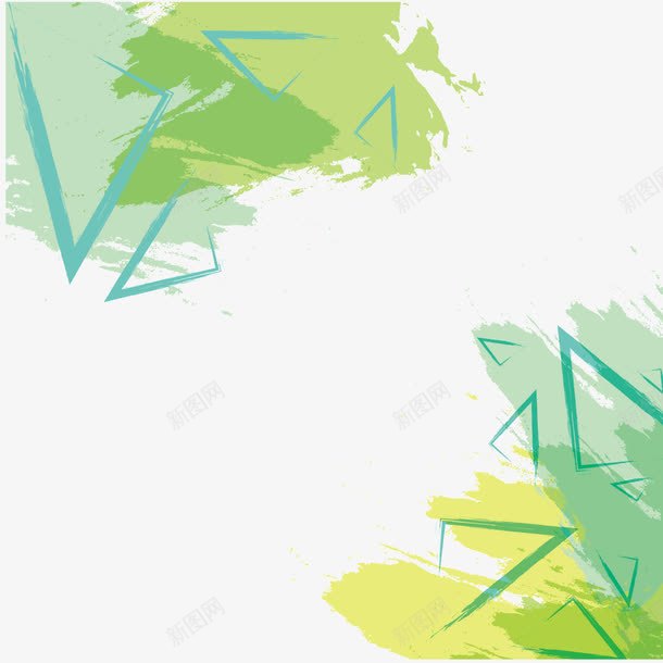 绿色三角形边框png免抠素材_新图网 https://ixintu.com 三角形 创意 刷子 意境 绿色 装饰 边框 青色