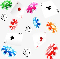 漂浮的扑克牌扑克牌筹码矢量图高清图片