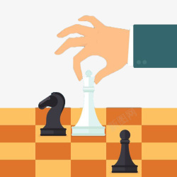 国际象棋棋盘手绘扁平化下棋高清图片