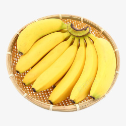 实物放在竹篮子里的香蕉素材