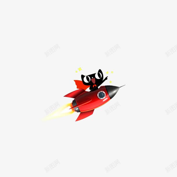 坐火箭的卡通形象图标png_新图网 https://ixintu.com 天猫logo 小猫 海报素材