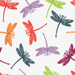 彩色蜻蜓花纹素材