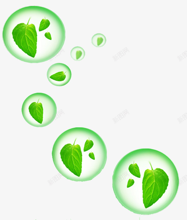 绿色环保树叶气泡psd免抠素材_新图网 https://ixintu.com 树叶 气泡 环保 绿色
