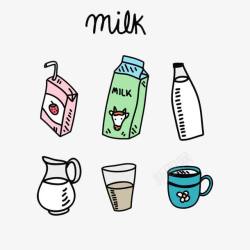 黑白简笔牛奶盒卡通手绘牛奶盒牛奶瓶高清图片
