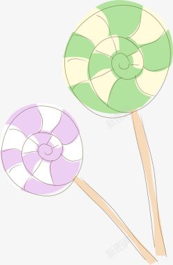 圆形旋涡糖果卡通棒棒糖矢量图高清图片