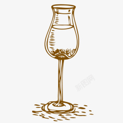 线性酒杯高脚酒杯西餐厅宣传用手绘矢量图图标高清图片