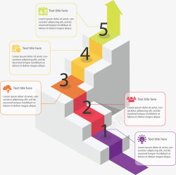 五个步骤数字序列阶梯图表矢量图高清图片