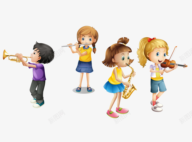 拉小提琴的孩子图png免抠素材_新图网 https://ixintu.com 乐器 卡通手绘 同学 女孩 学生 孩子 小提琴 水彩 男孩