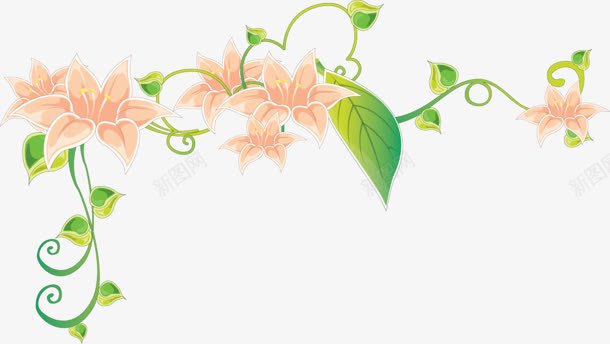 粉色的花朵绿色边框png免抠素材_新图网 https://ixintu.com 粉色 绿色 花朵 边框