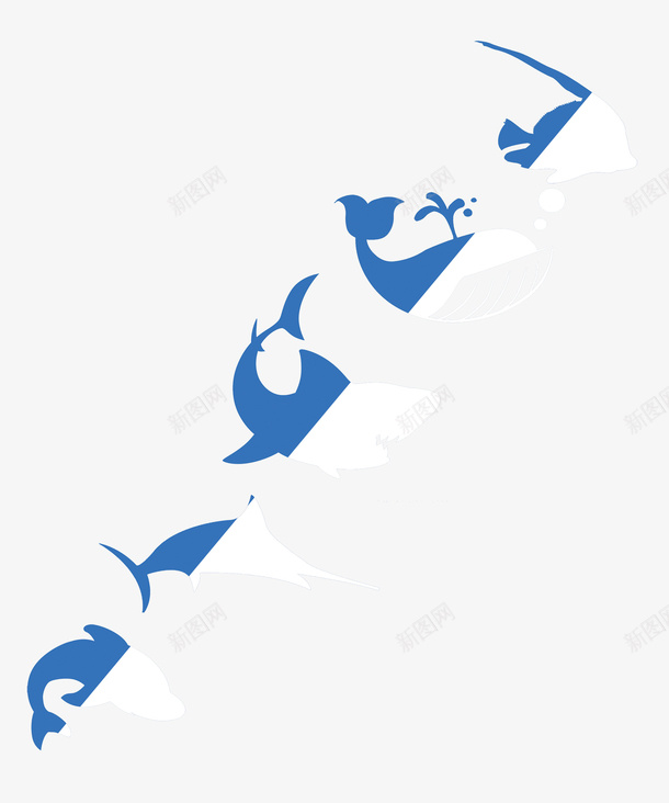 简洁创意海报元素png免抠素材_新图网 https://ixintu.com 创意设计 正负形 海洋保护 海洋污染 海洋破坏 白色 蓝色