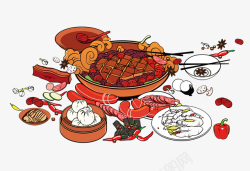 手绘食物辣椒蘑菇PNG卡通手绘美食大全高清图片