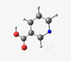 最小化黑色烟酸B3分子形状高清图片