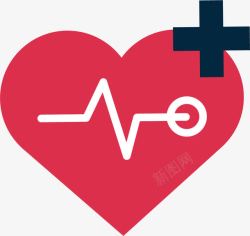 健康检测红色爱心十字图标高清图片