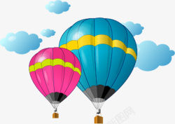 热气球飞在天空中素材
