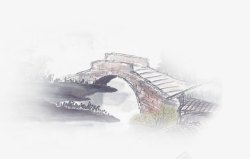 中国水墨画桥素材