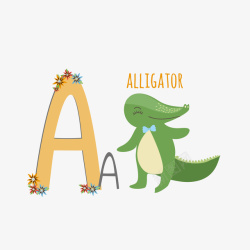 绿色字母A的鳄鱼矢量图素材