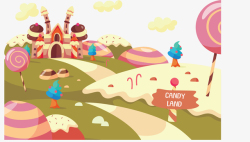 儿童节小岛彩色卡通糖果城堡矢量图高清图片