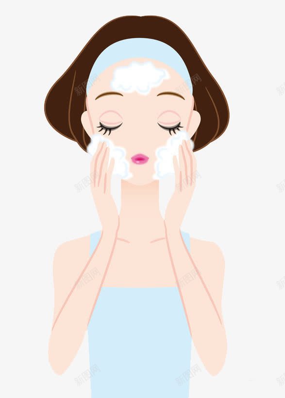洗脸女孩png免抠素材_新图网 https://ixintu.com 卡通 女孩 手绘 护肤 洗面奶 清洁 美容