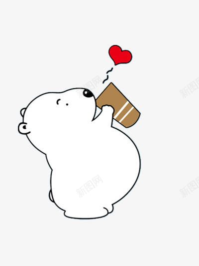 卡通的白熊图案png免抠素材_新图网 https://ixintu.com 动物喝水 可爱 喝水 多喝水 熊 爱心
