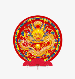 二月二活动设计红色中国风圆形龙纹图标高清图片