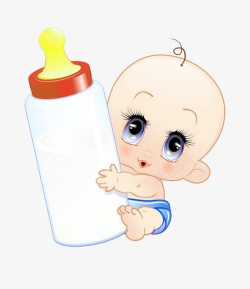 喝奶的爸爸宝宝抱奶瓶高清图片