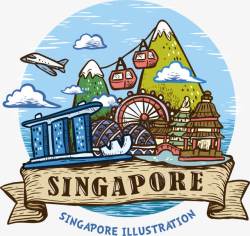 摩天轮素材手绘新加坡高清图片
